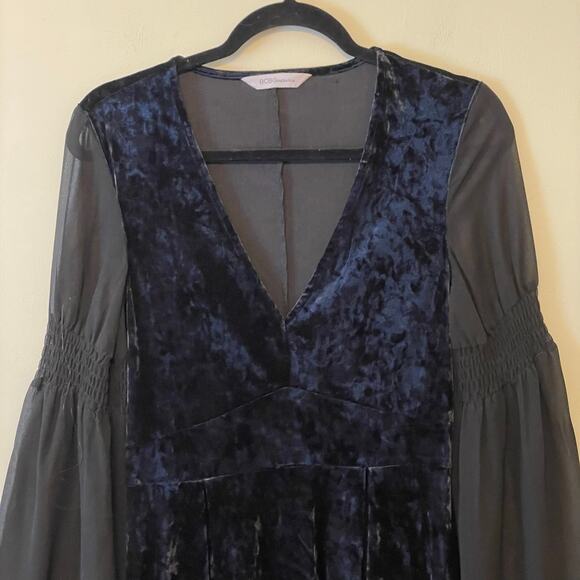 BCBGeneration S black velvet mini dress dark fairycore long sleeve goth boho - Picture 2 of 6